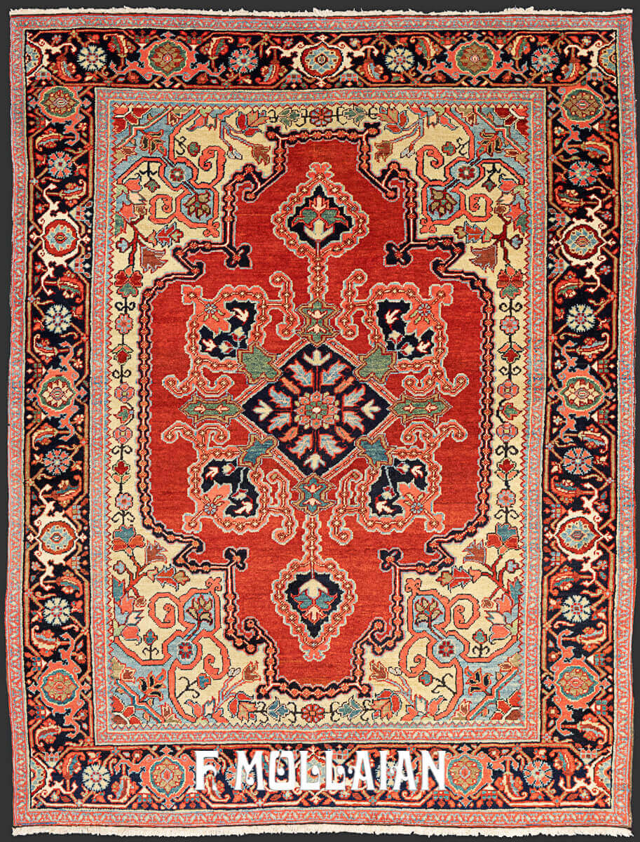 Antique Persian Bakshayesh Medallion Field Rug n°:89204232